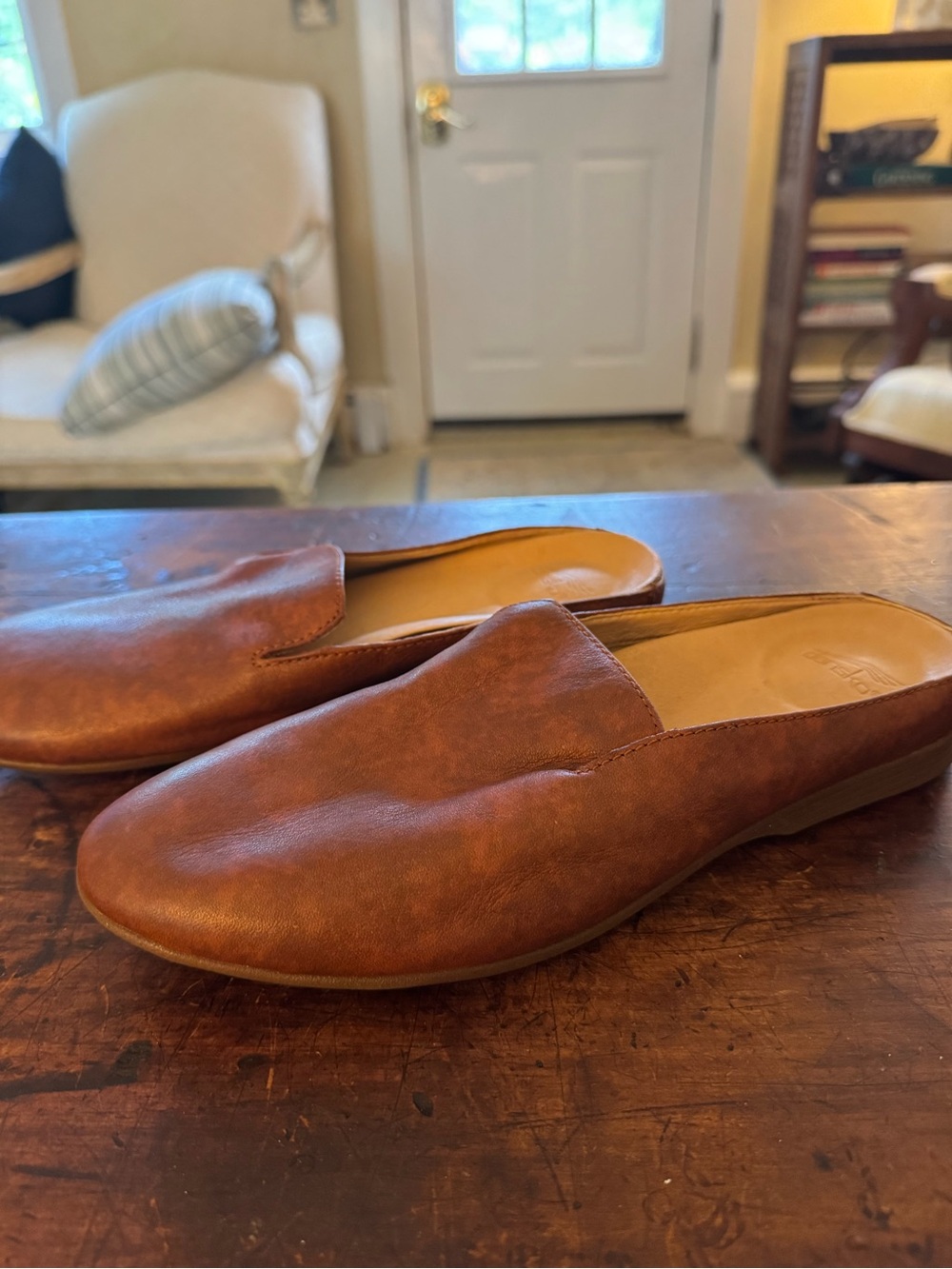 Dansko Brown Leather Slip-On Mules Womenโs